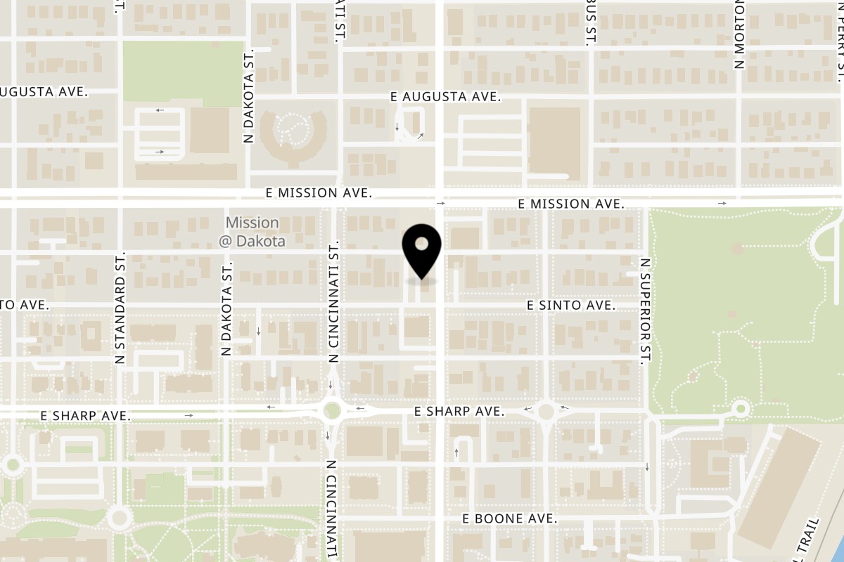 Map showing the location of Our Thai House Spokane on 1415 N Hamilton St in Spokane